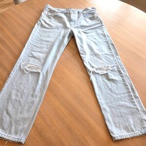 Levi's Low Pro Straight Baggy Distressed Light Wash Jeans Torn Soft Comfy 32